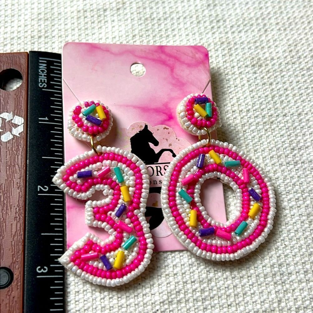 30 Birthday Seed Bead Earrings